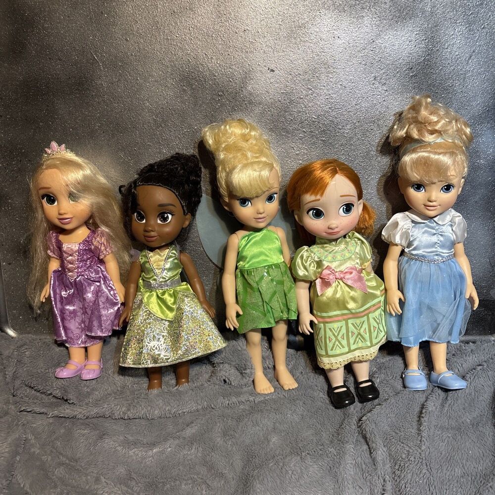 Disney JAKKS Pacific Princesses 14-15” Princess Dolls Lot 5 Tinkerbell Rapunzel